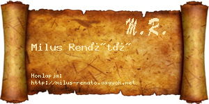 Milus Renátó névjegykártya